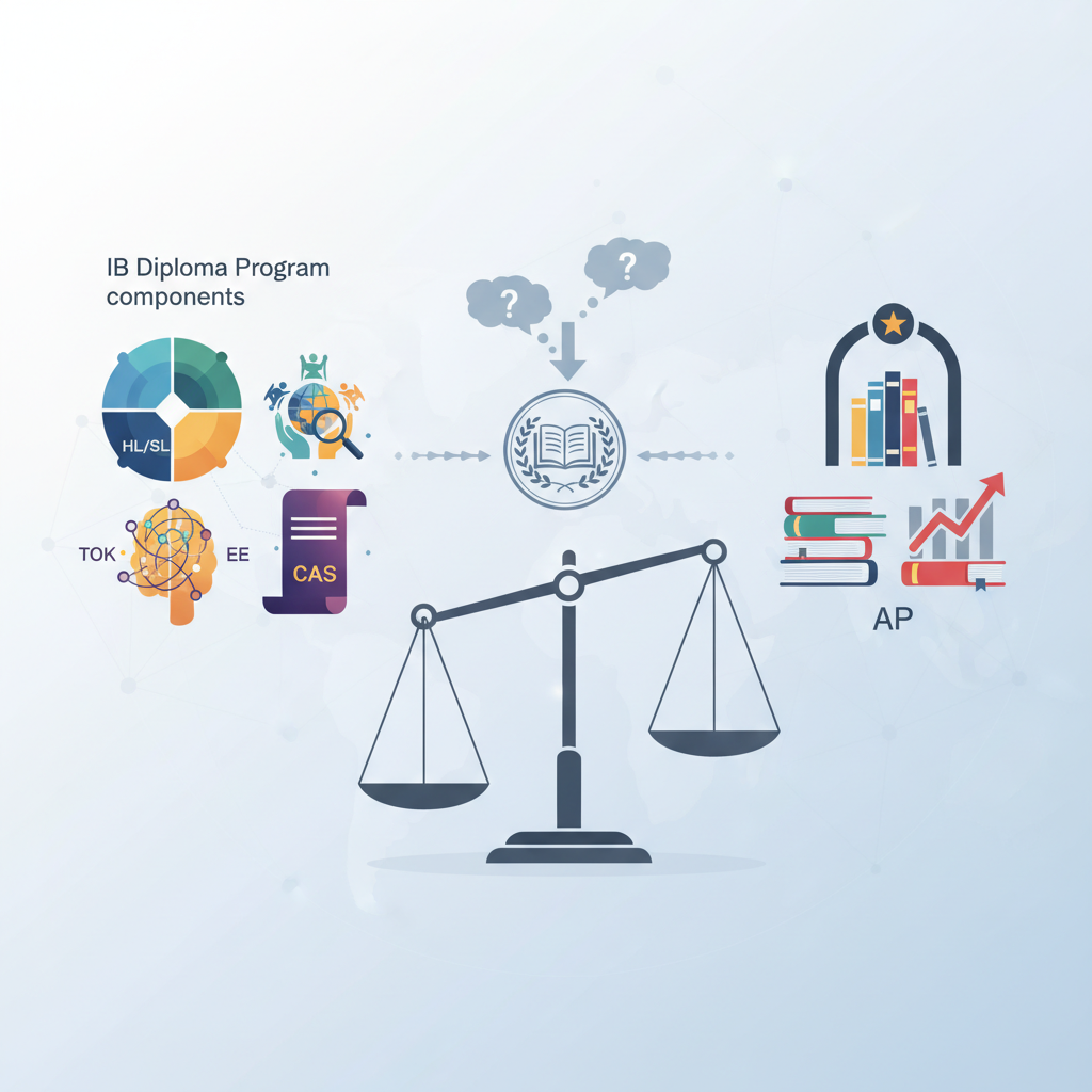 IB Diploma Programı bileşenleri: HL/SL, TOK, EE, CAS
